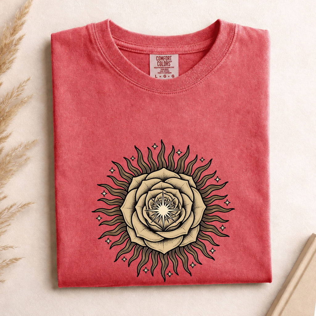 Sunflower Sun Shirt, Celestial Sun Tee, Boho Floral Graphic Tee