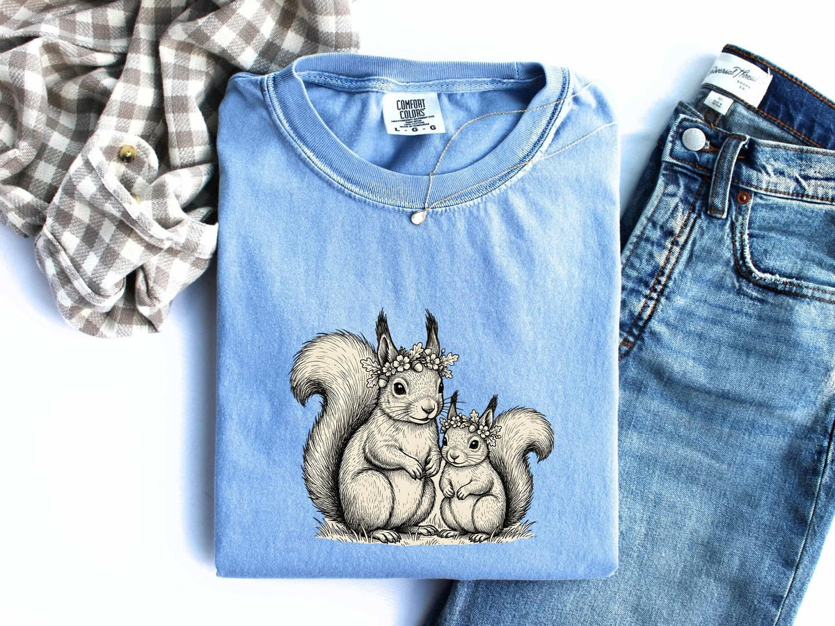 Squirrel Mom and Baby Shirt, Cute Squirrel Tee, Woodland Animal Tee