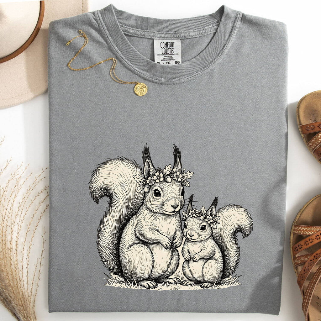 Squirrel Mom and Baby Shirt, Cute Squirrel Tee, Woodland Animal Tee