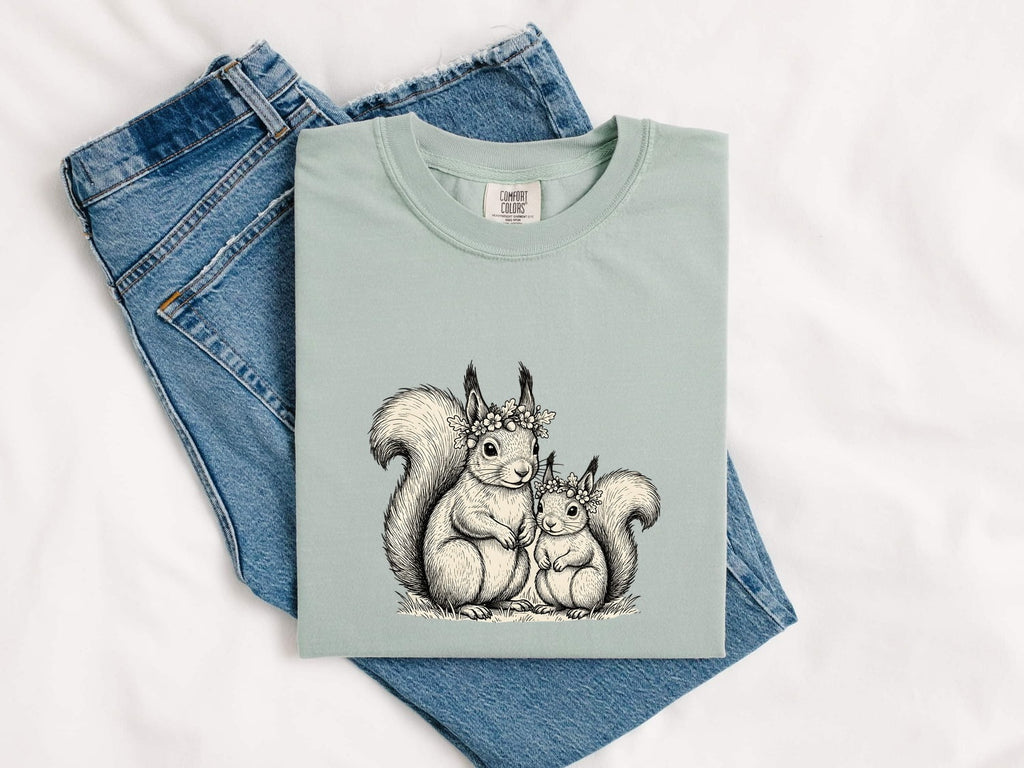 Squirrel Mom and Baby Shirt, Cute Squirrel Tee, Woodland Animal Tee
