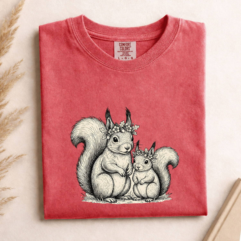 Squirrel Mom and Baby Shirt, Cute Squirrel Tee, Woodland Animal Tee