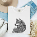 Wolf Graphic Shirt, Ornamental Wolf Tee, Wildlife Lover Tee