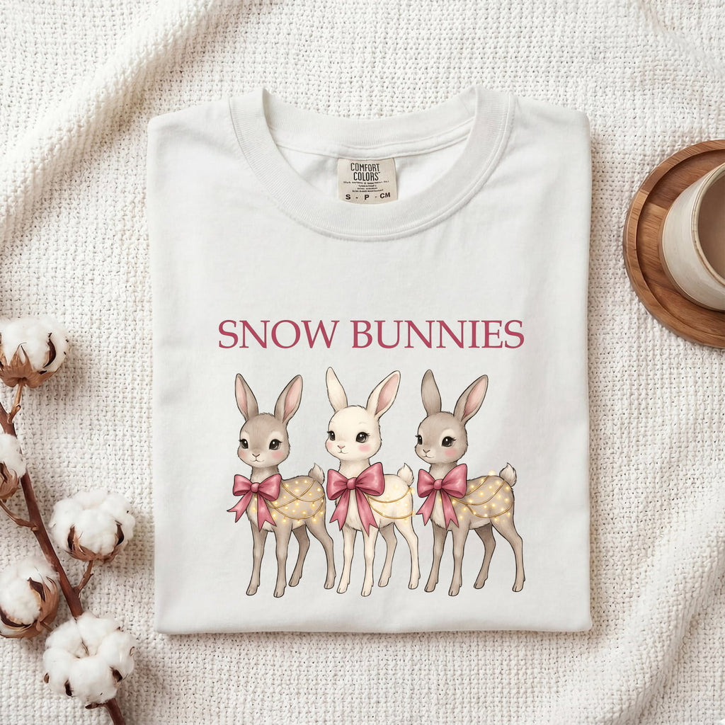 Snow Bunnies Shirt, Cute Bunny Graphic Tee, Winter Rabbit Shirt
