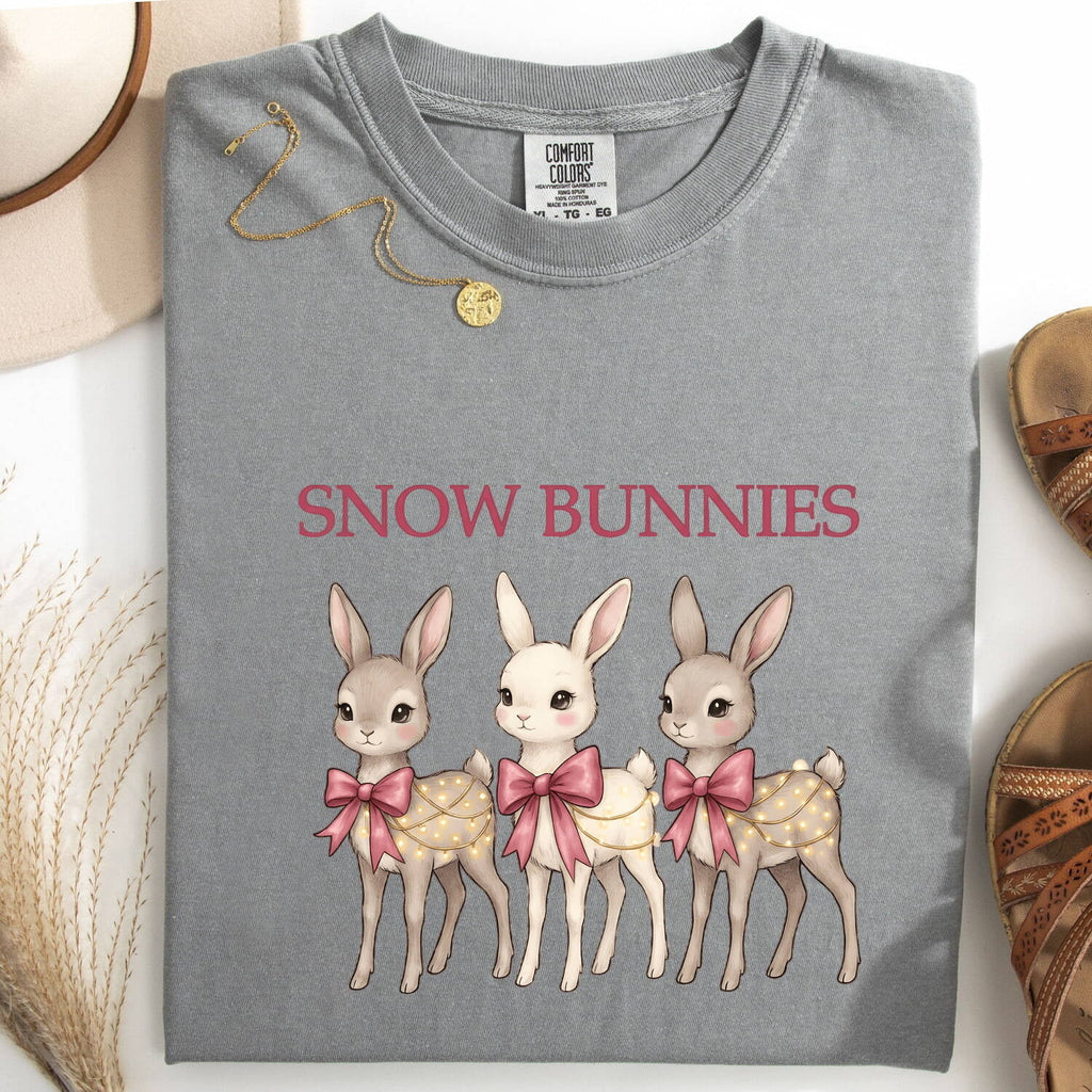 Snow Bunnies Shirt, Cute Bunny Graphic Tee, Winter Rabbit Shirt