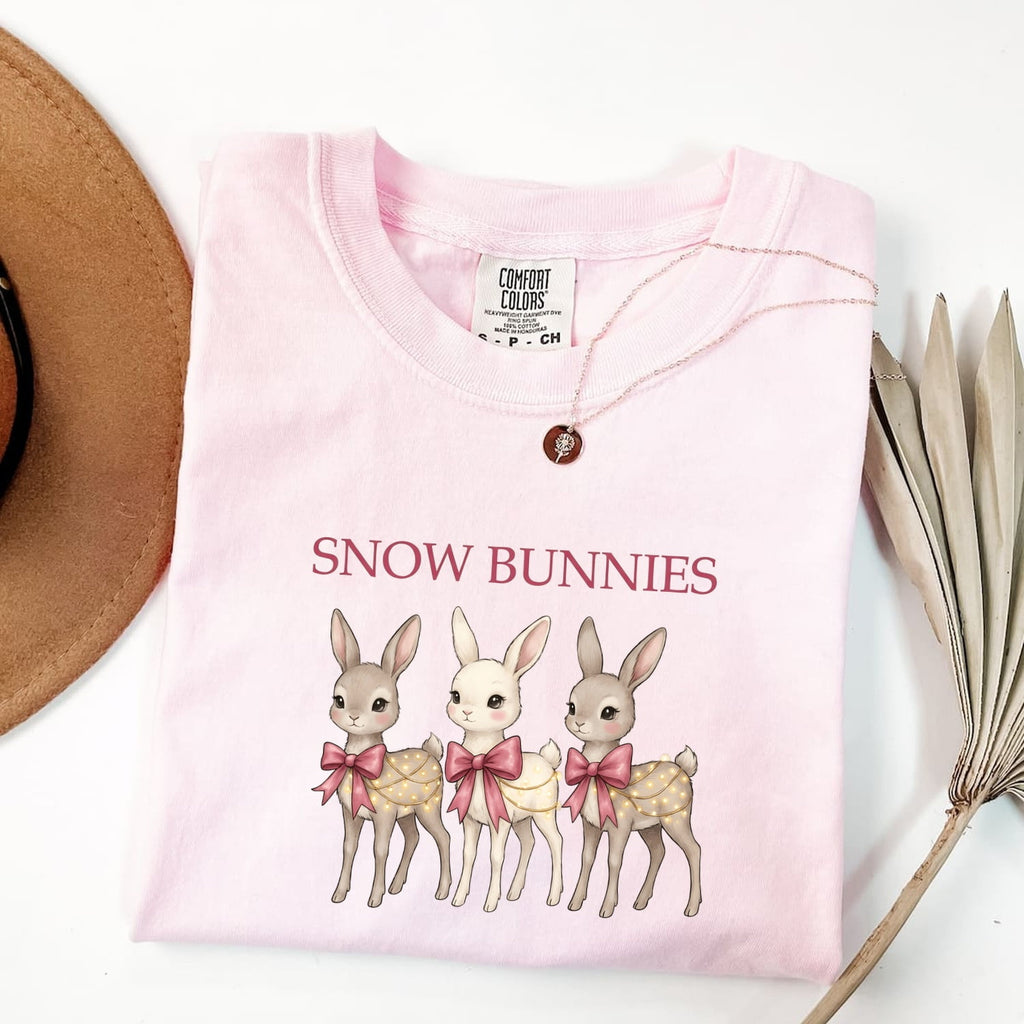 Snow Bunnies Shirt, Cute Bunny Graphic Tee, Winter Rabbit Shirt