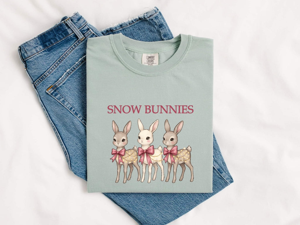 Snow Bunnies Shirt, Cute Bunny Graphic Tee, Winter Rabbit Shirt