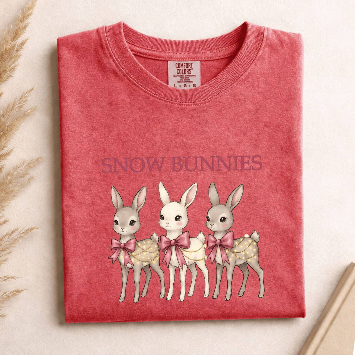 Snow Bunnies Shirt, Cute Bunny Graphic Tee, Winter Rabbit Shirt