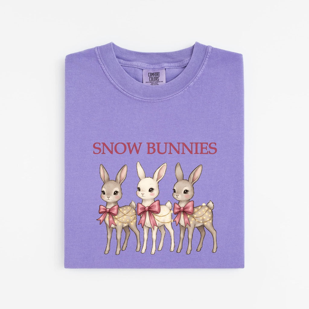 Snow Bunnies Shirt, Cute Bunny Graphic Tee, Winter Rabbit Shirt