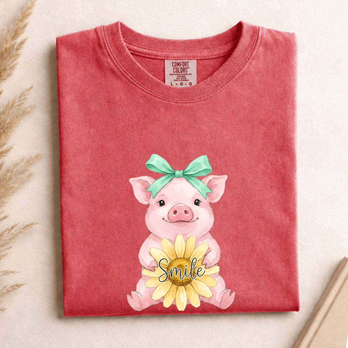 Cute Pig Shirt, Sunflower Pig Tee, Farm Animal Shirt