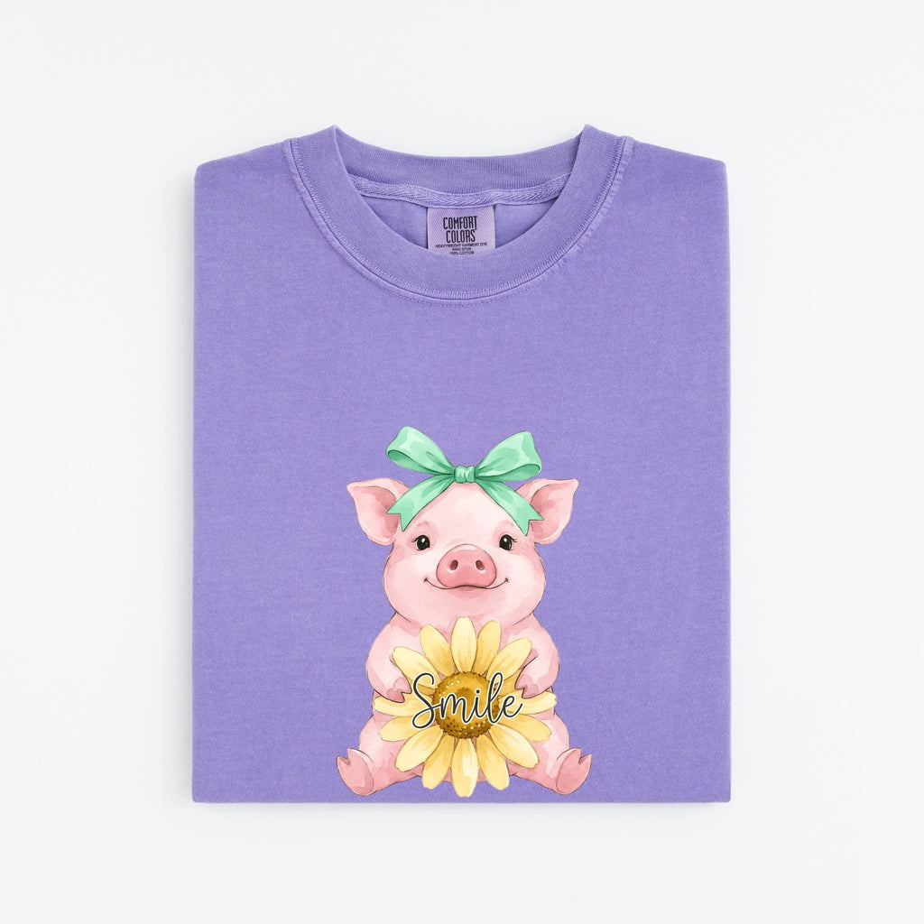 Cute Pig Shirt, Sunflower Pig Tee, Farm Animal Shirt