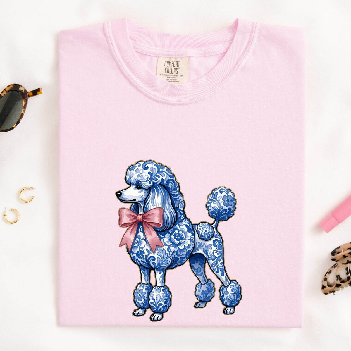 Poodle Shirt, Blue Porcelain Dog Tee, Poodle Lover Gift