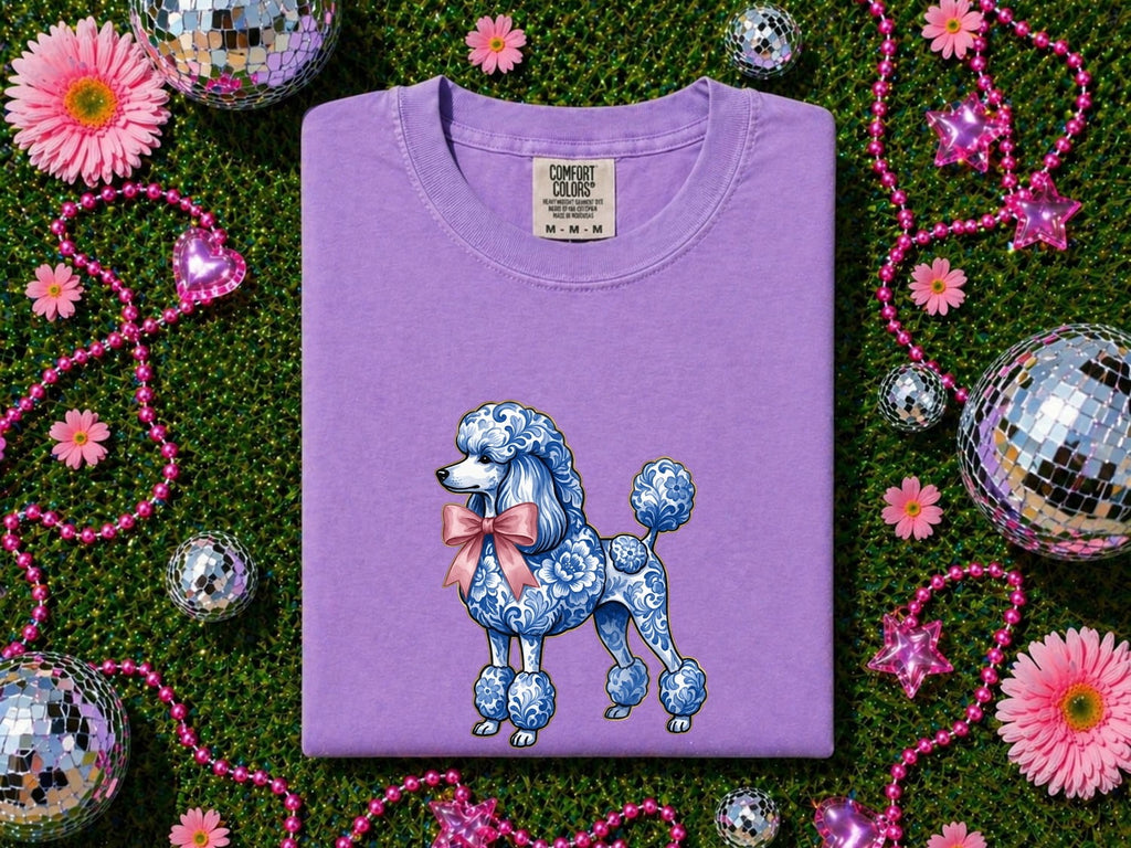 Poodle Shirt, Blue Porcelain Dog Tee, Poodle Lover Gift