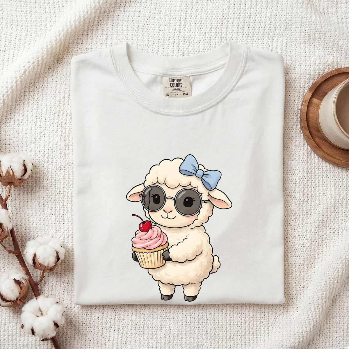Cute Lamb Shirt, Sheep Lover Gift, Lamb with Cupcake Tee
