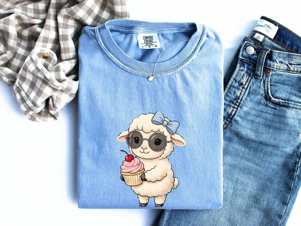 Cute Lamb Shirt, Sheep Lover Gift, Lamb with Cupcake Tee