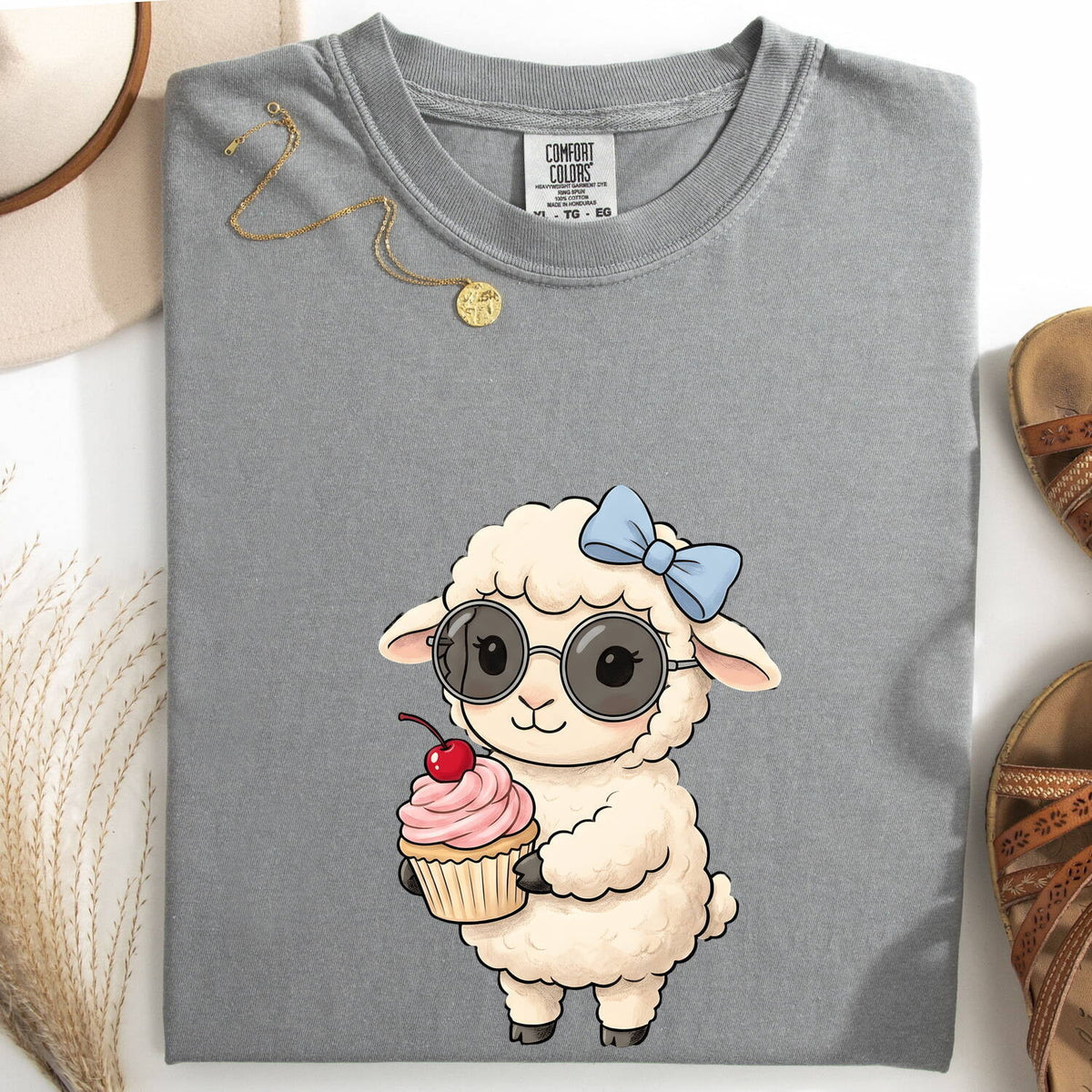 Cute Lamb Shirt, Sheep Lover Gift, Lamb with Cupcake Tee