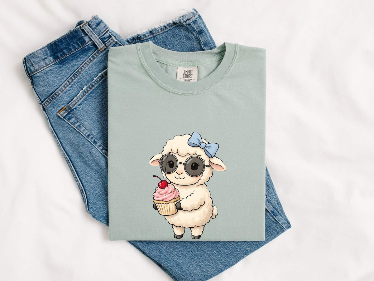 Cute Lamb Shirt, Sheep Lover Gift, Lamb with Cupcake Tee