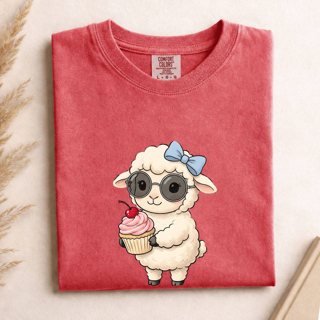 Cute Lamb Shirt, Sheep Lover Gift, Lamb with Cupcake Tee