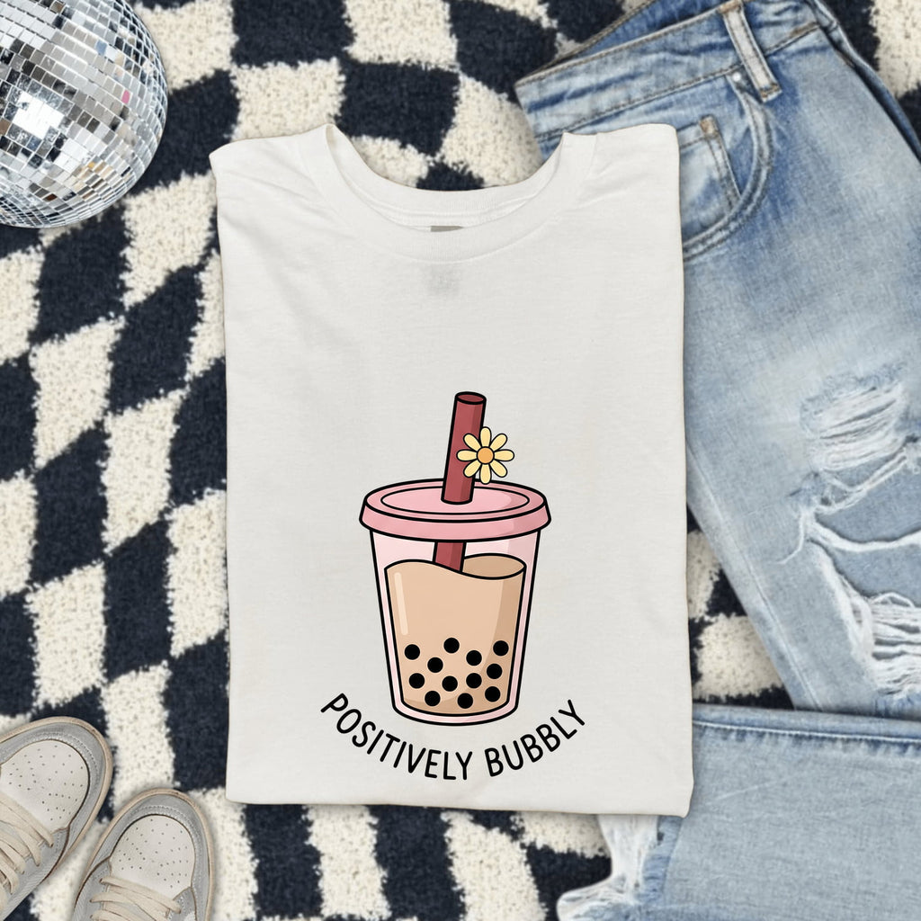 Boba Tea Shirt, Positively Bubbly Tee, Cute Bubble Tea Shirt