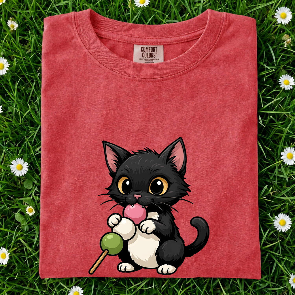 Mochi Cat Shirt – Cute Black Kitten Tee – Kawaii Cat Graphic Tee – Japanese Food Lover Gift – Cat Mom Shirt