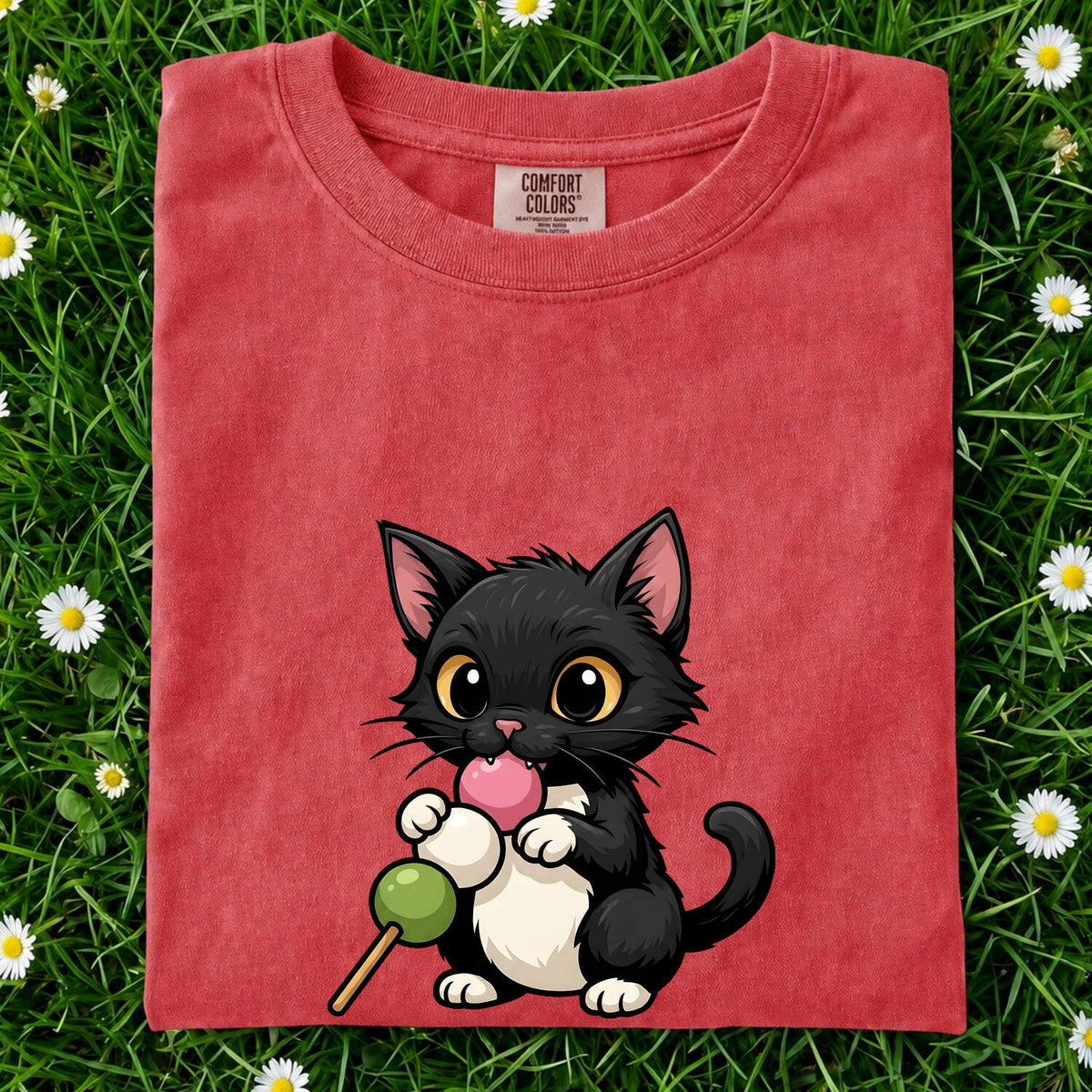 Mochi Cat Shirt – Cute Black Kitten Tee – Kawaii Cat Graphic Tee – Japanese Food Lover Gift – Cat Mom Shirt