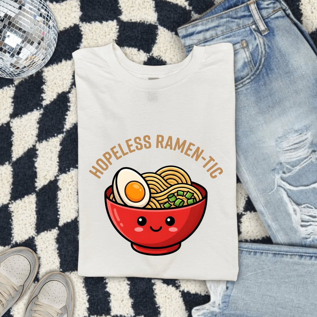 Hopeless Ramen-Tic Shirt – Funny Ramen Lover Tee – Cute Kawaii Food Shirt – Ramen Noodle Gift – Foodie Graphic Tee