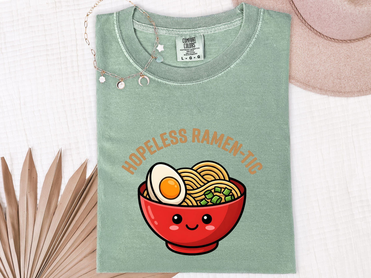 Hopeless Ramen-Tic Shirt – Funny Ramen Lover Tee – Cute Kawaii Food Shirt – Ramen Noodle Gift – Foodie Graphic Tee