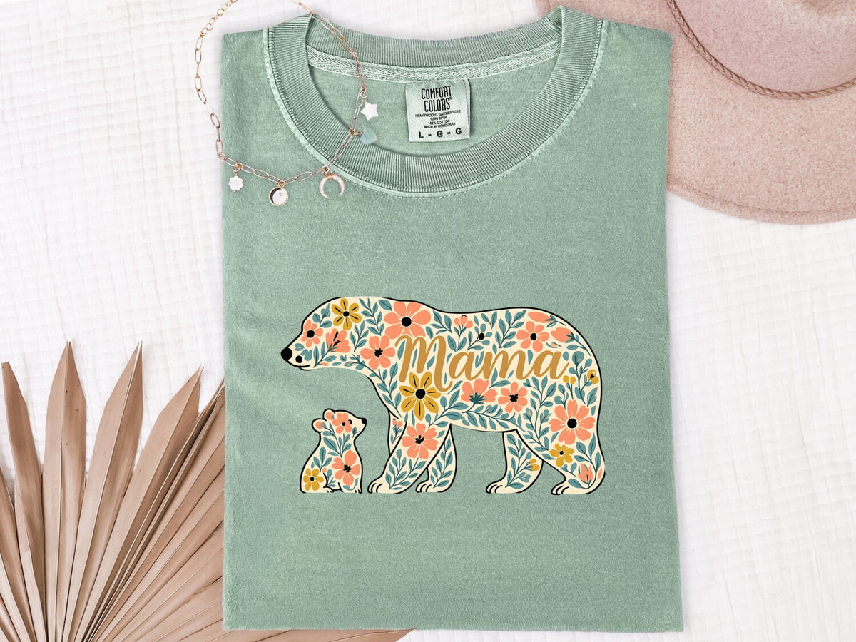 Mama Bear Shirt – Floral Mama Tee – Mother’s Day Gift for Mom – Boho Bear Graphic Tee – Cute Mom Life Shirt