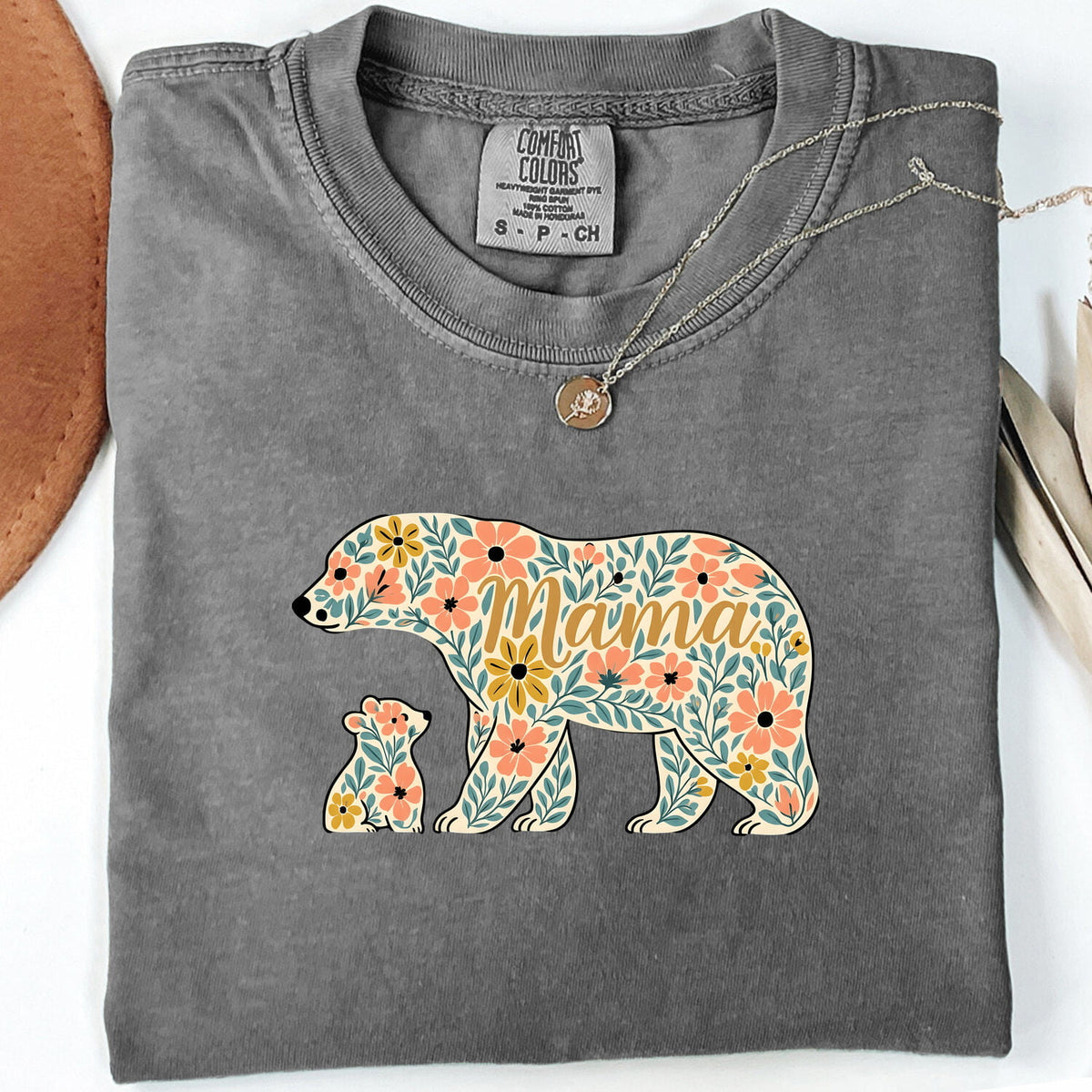 Mama Bear Shirt – Floral Mama Tee – Mother’s Day Gift for Mom – Boho Bear Graphic Tee – Cute Mom Life Shirt