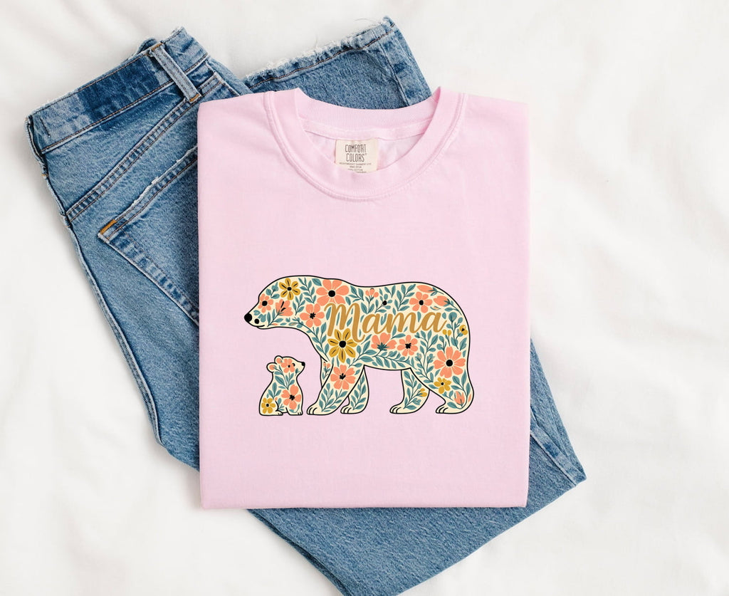 Mama Bear Shirt – Floral Mama Tee – Mother’s Day Gift for Mom – Boho Bear Graphic Tee – Cute Mom Life Shirt
