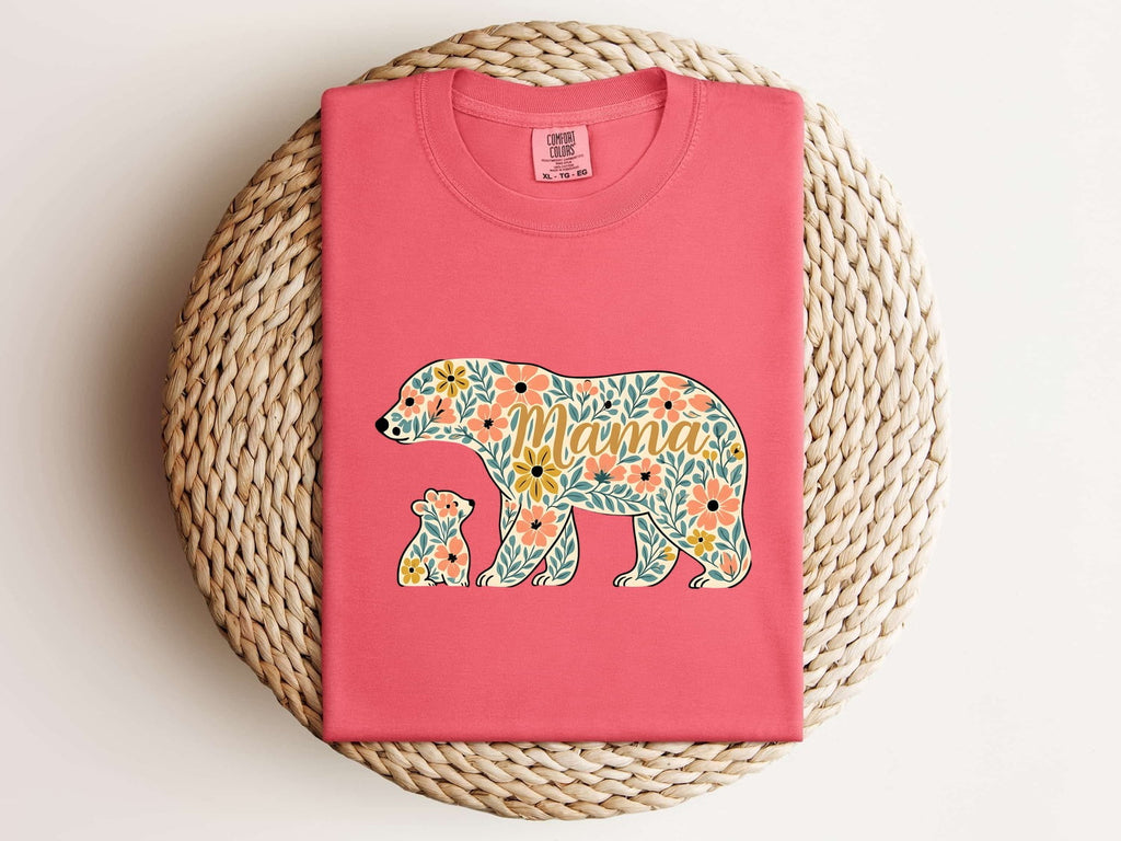 Mama Bear Shirt – Floral Mama Tee – Mother’s Day Gift for Mom – Boho Bear Graphic Tee – Cute Mom Life Shirt