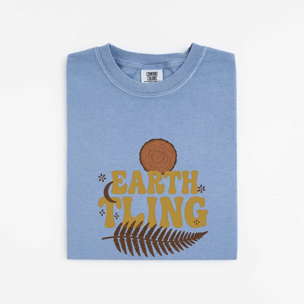 Earth Thing Tee – Retro Nature Graphic Tee – Tree Ring & Fern Shirt – Outdoorsy Gift