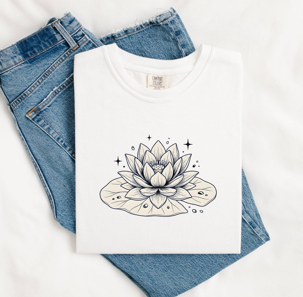 Lotus Flower Shirt – Botanical Line Art Graphic Tee – Water Lily Tee – Nature Lover Gift