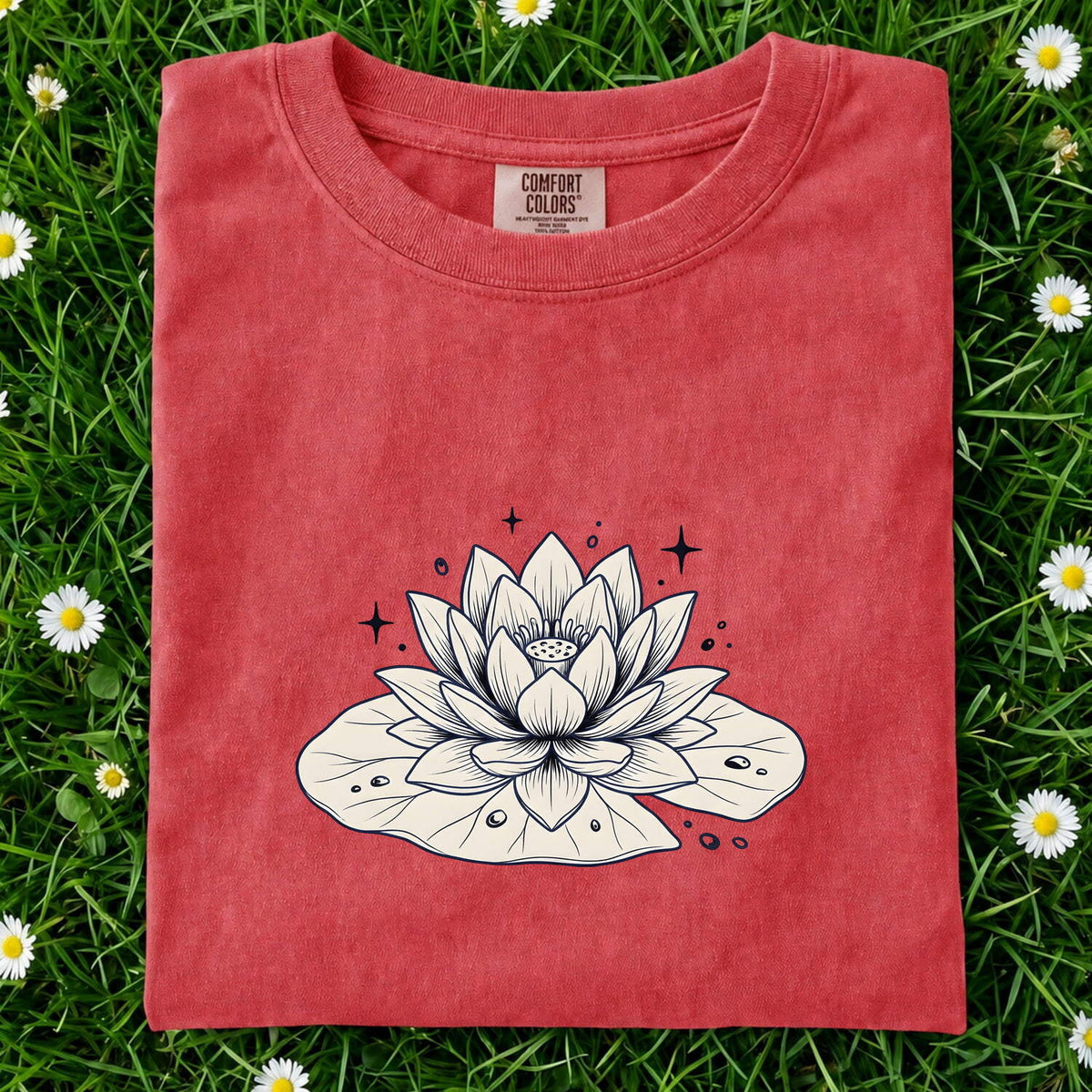 Lotus Flower Shirt – Botanical Line Art Graphic Tee – Water Lily Tee – Nature Lover Gift