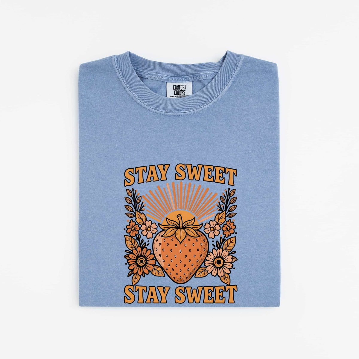 Stay Sweet Strawberry Shirt – Retro Floral Graphic Tee – Cute Summer Tee – Strawberry Lover Gift
