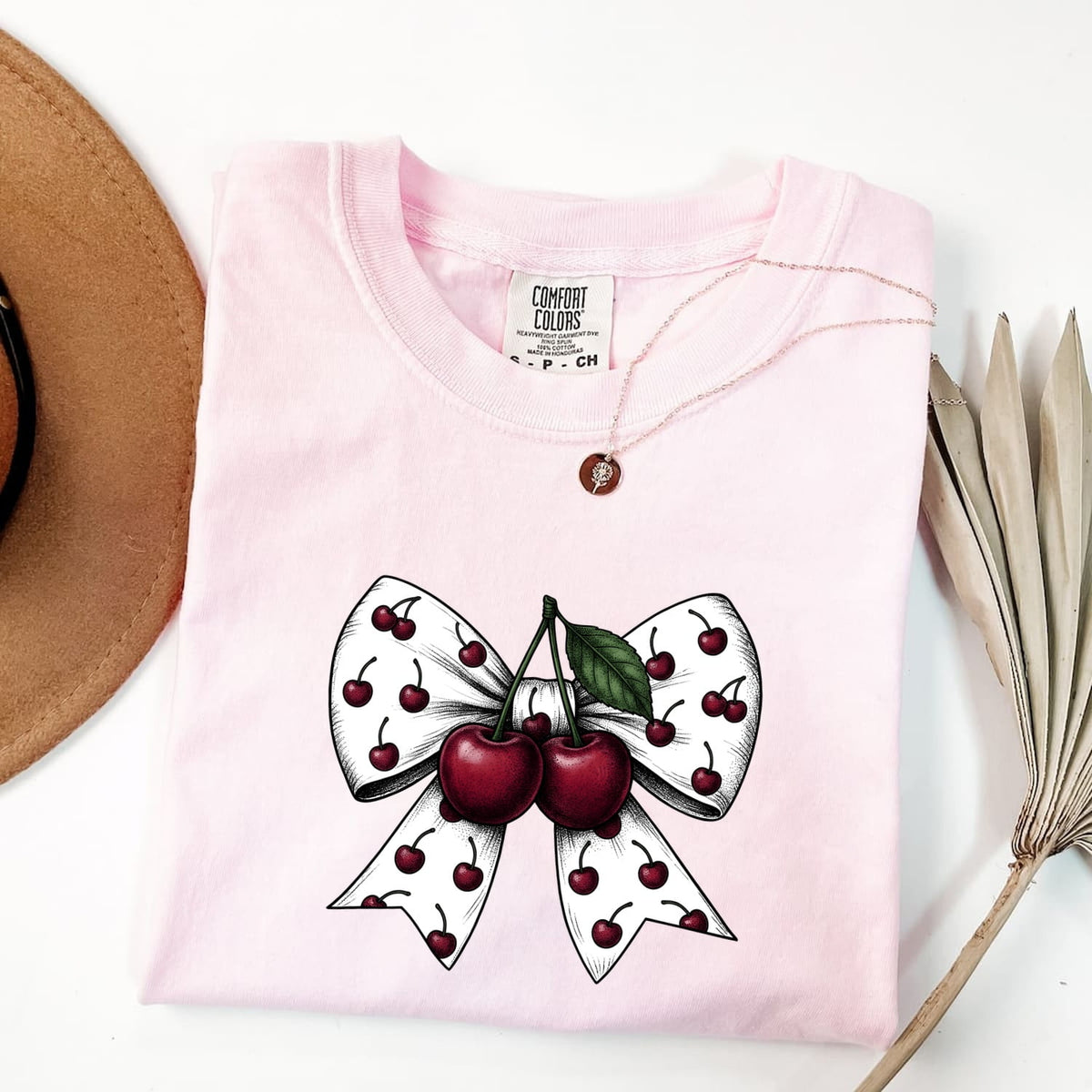 Cherry Bow Tee – Coquette Cherry Graphic Tee – Retro Girly Shirt – Gift for Her