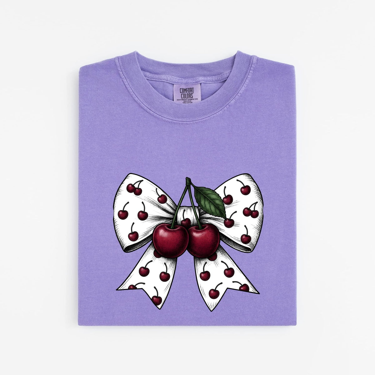 Cherry Bow Tee – Coquette Cherry Graphic Tee – Retro Girly Shirt – Gift for Her