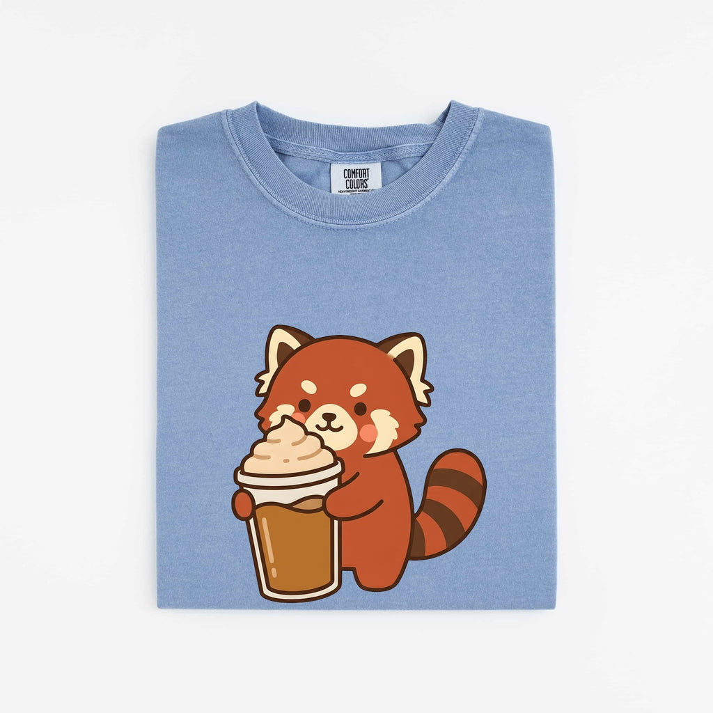 Red Panda Coffee Tee – Cute Coffee Lover Graphic Tee – Animal Lover Gift