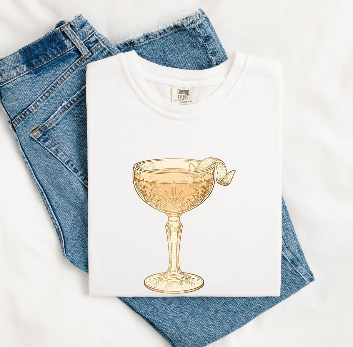 Vintage Cocktail Glass Tee – Retro Martini Graphic Tee – Cocktail Lover Shirt – Bartender Gift