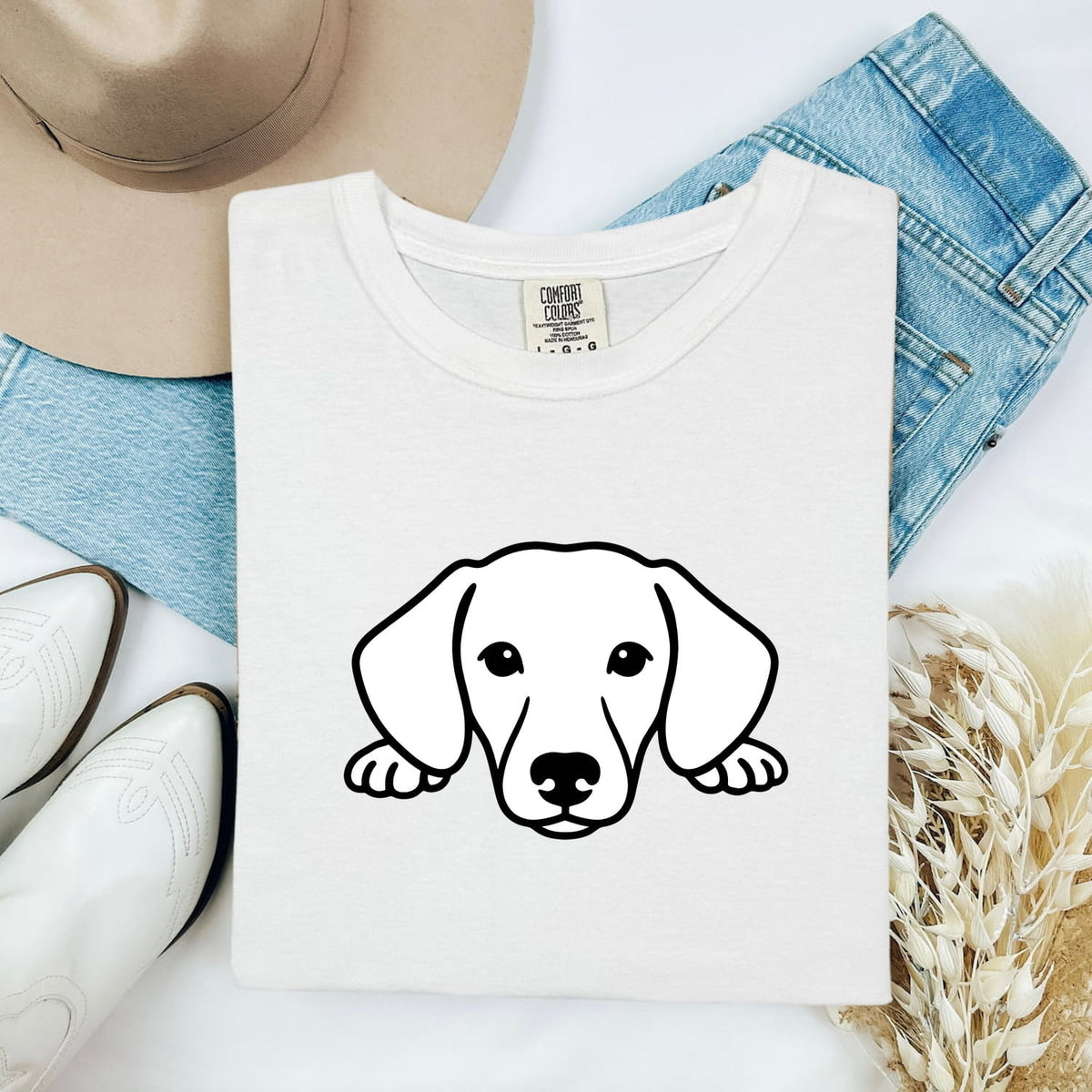 Yellow Lab Tee – Peeking Labrador Graphic Tee – Dog Lover Shirt – Lab Mom & Dog Owner Gift
