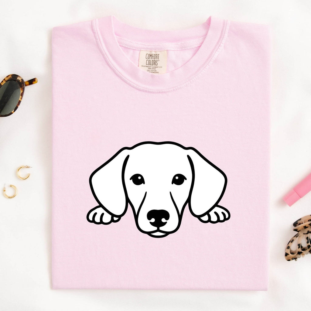Yellow Lab Tee – Peeking Labrador Graphic Tee – Dog Lover Shirt – Lab Mom & Dog Owner Gift