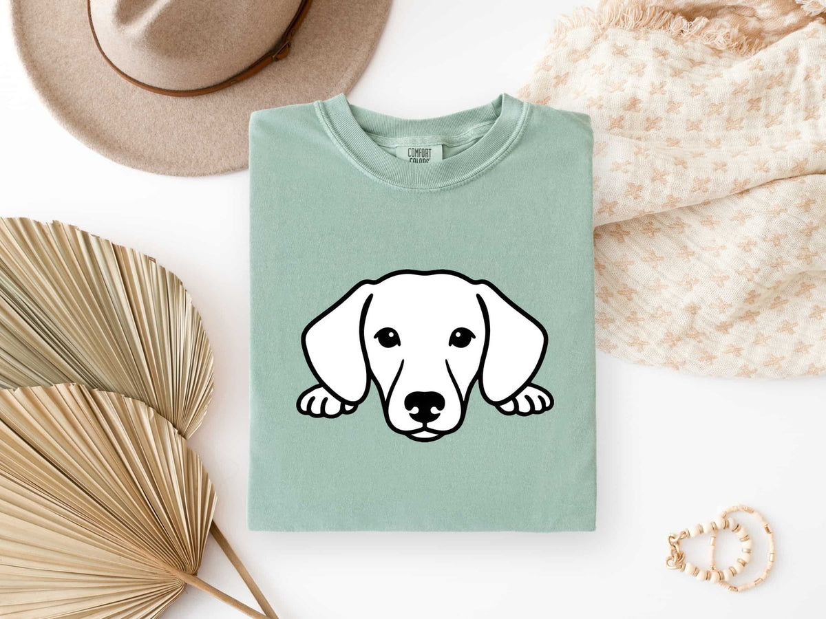 Yellow Lab Tee – Peeking Labrador Graphic Tee – Dog Lover Shirt – Lab Mom & Dog Owner Gift