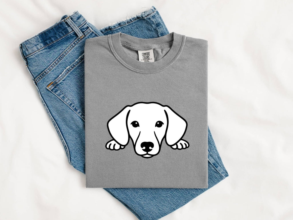Yellow Lab Tee – Peeking Labrador Graphic Tee – Dog Lover Shirt – Lab Mom & Dog Owner Gift