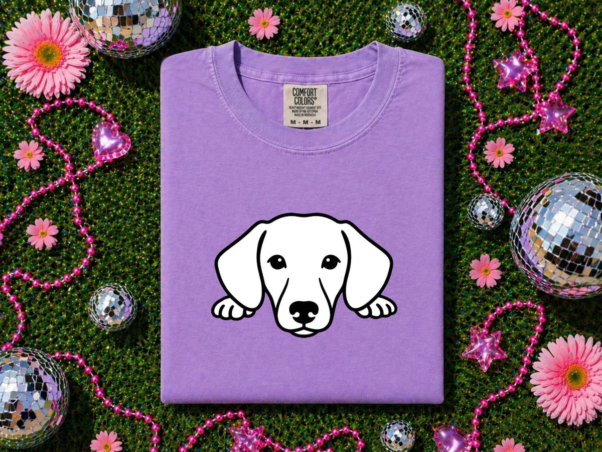 Yellow Lab Tee – Peeking Labrador Graphic Tee – Dog Lover Shirt – Lab Mom & Dog Owner Gift