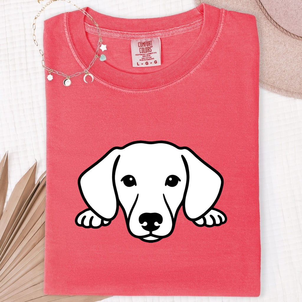 Yellow Lab Tee – Peeking Labrador Graphic Tee – Dog Lover Shirt – Lab Mom & Dog Owner Gift
