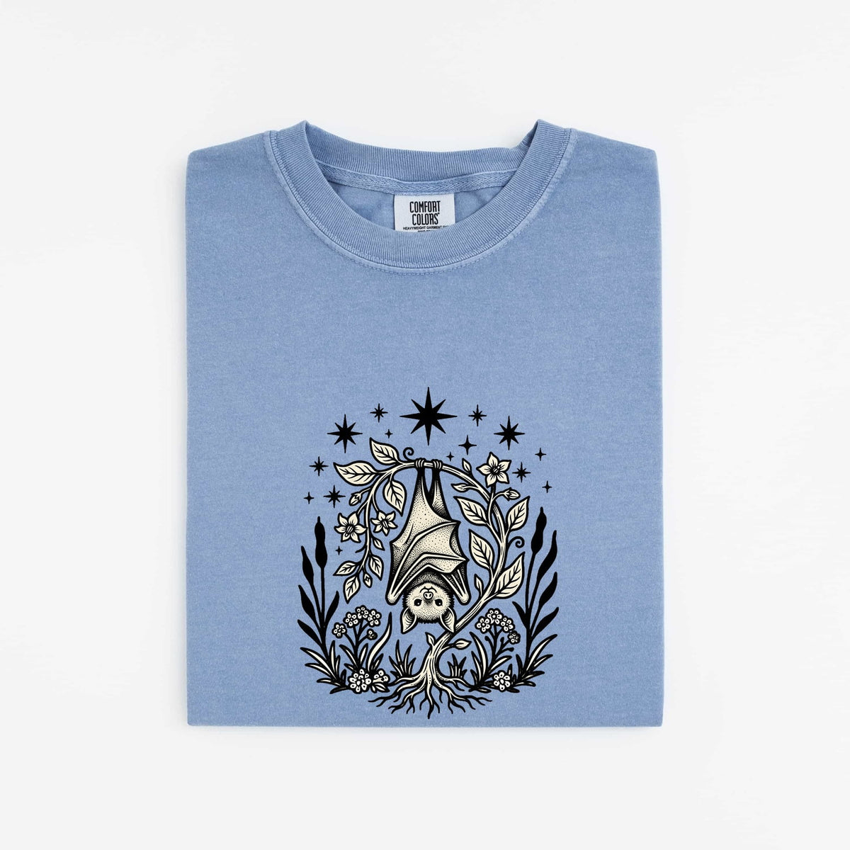 Bat Shirt, Gothic Botanical Tee, Witchy Nature Tee