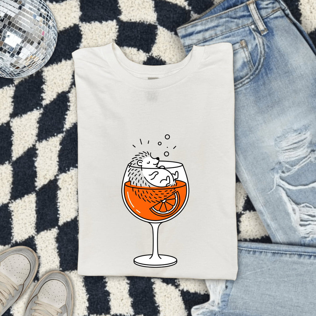 Hedgehog Cocktail Shirt, Funny Animal Tee, Cute Hedgehog Tee
