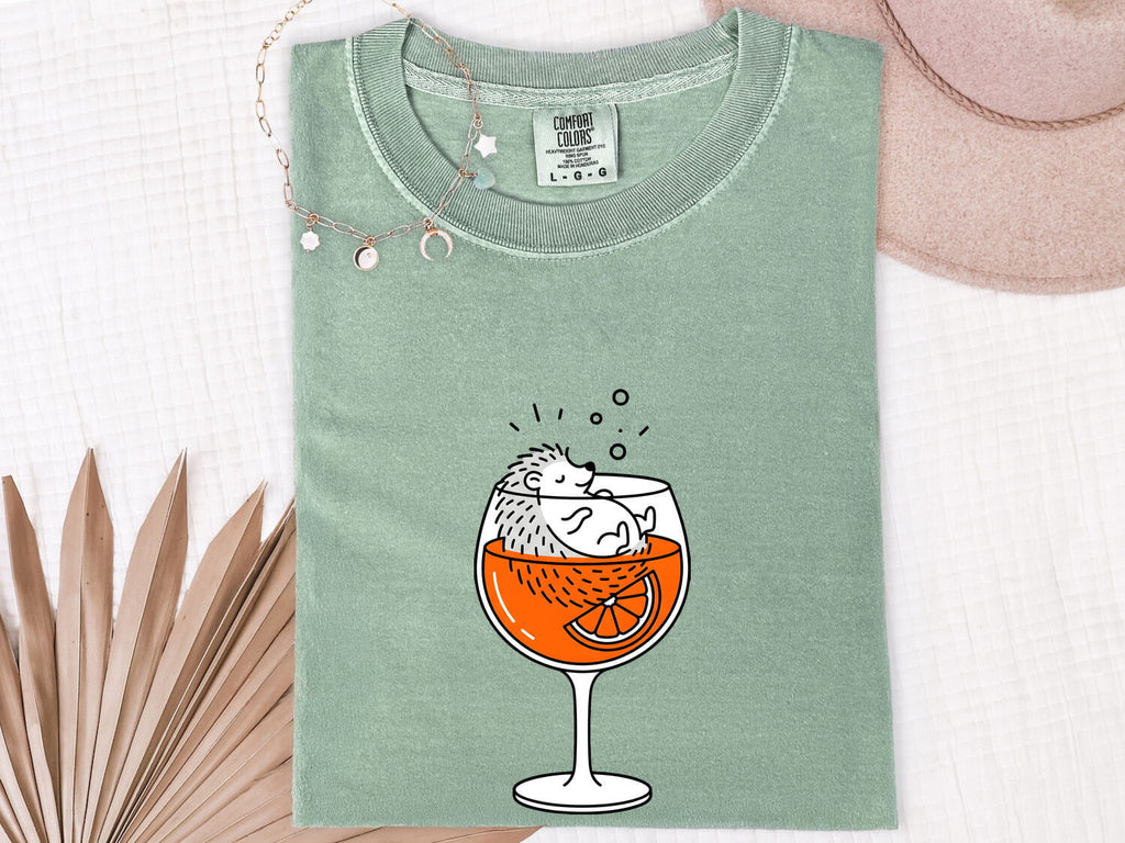 Hedgehog Cocktail Shirt, Funny Animal Tee, Cute Hedgehog Tee