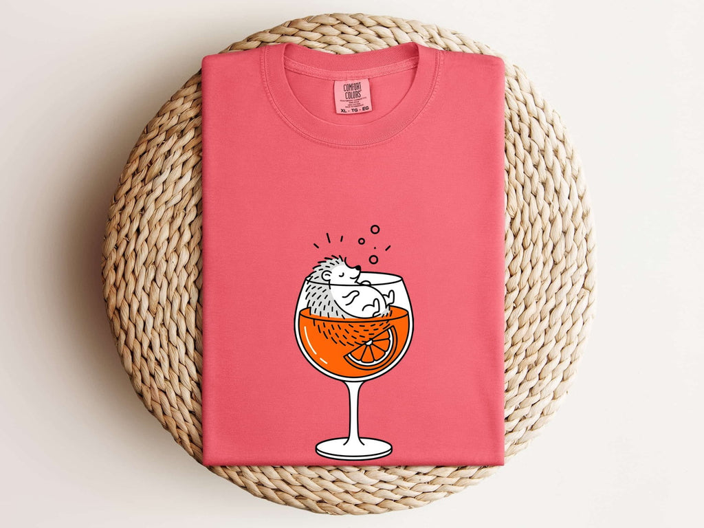 Hedgehog Cocktail Shirt, Funny Animal Tee, Cute Hedgehog Tee