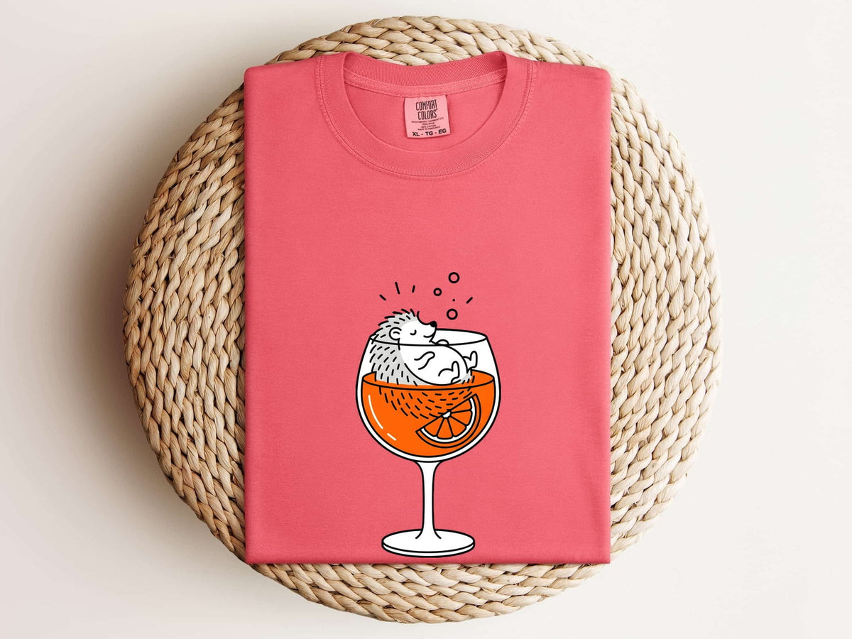 Hedgehog Cocktail Shirt, Funny Animal Tee, Cute Hedgehog Tee