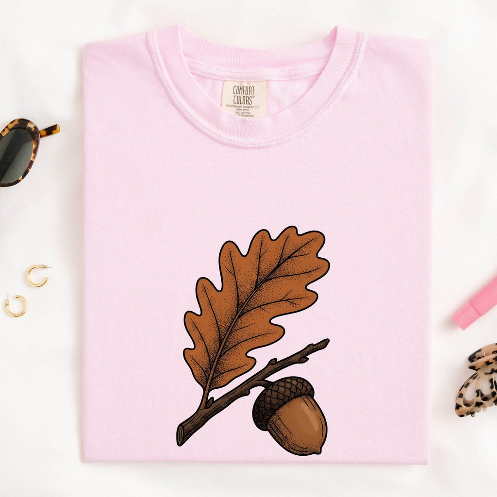 Oak Leaf and Acorn Shirt, Fall Nature Tee, Autumn Botanical Tee